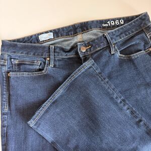 Gap 1969 Perfect Boot Jeans Womens 32r Blue Dark Wash Mid Rise Bootcut Denim